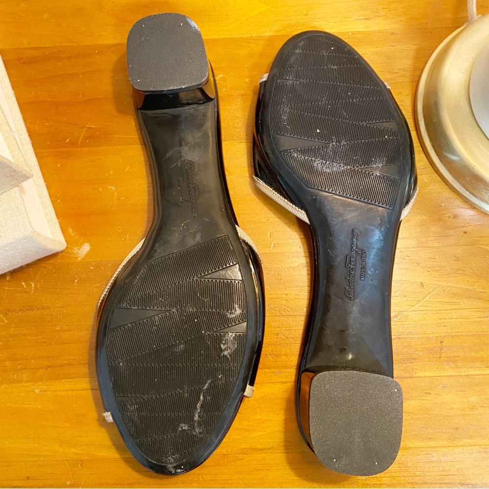 Salvatore Ferragamo Black and Cream Women's Slide Sandals - Picture 3 of 4